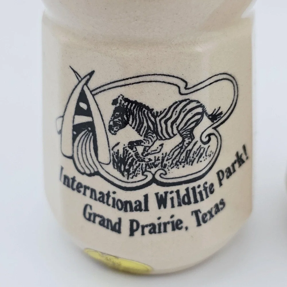 Vintage International Wildlife Park Grand Prairie TX Ceramic Salt Pepper Shakers